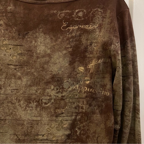New Directions women's size XL Brown "Espresso" graphic 3/4 sleeve tee T-shirt - Picture 4 of 5